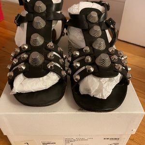 Balenciaga black/silver studded sandal size 38